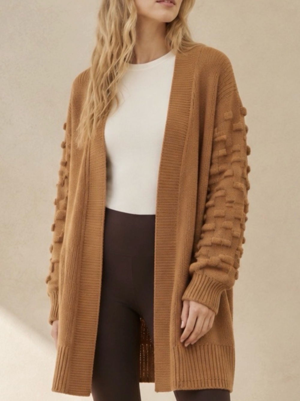 999. Cozy Open-Front Brown Women's Cardigan Sweater - Picture 1 of 2